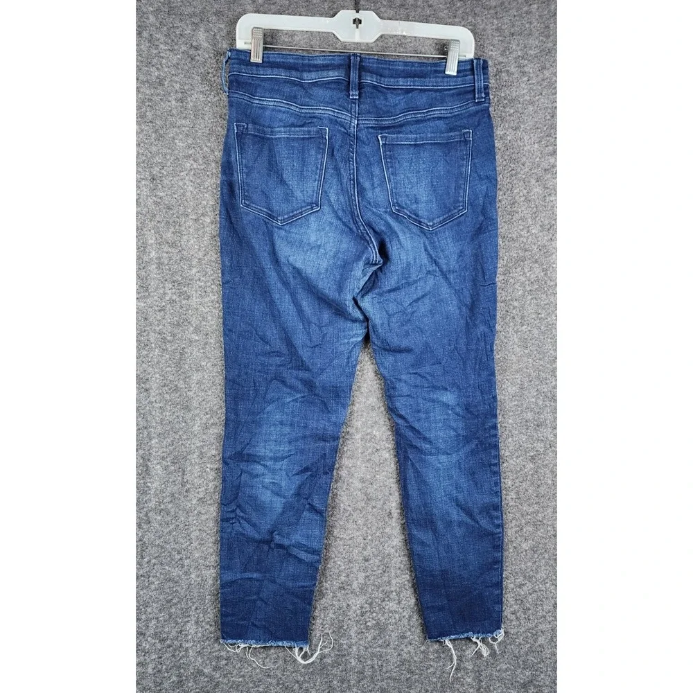 Old Navy Rockstar Super Skinny Jeans Womens 10 Blue Dark Wash Raw Hem Stretch